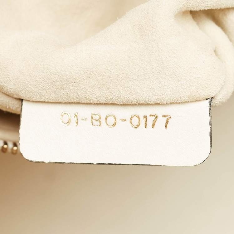 Pre Owned Dior White Cannage Leather Medium Studded Lady Dior Tote