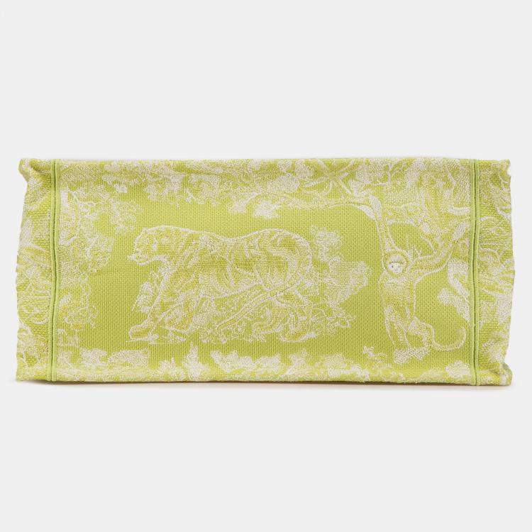 Pre Owned Dior Green Medium Canvas Embroidered Dioriviera Toile De Jouy Book Tote