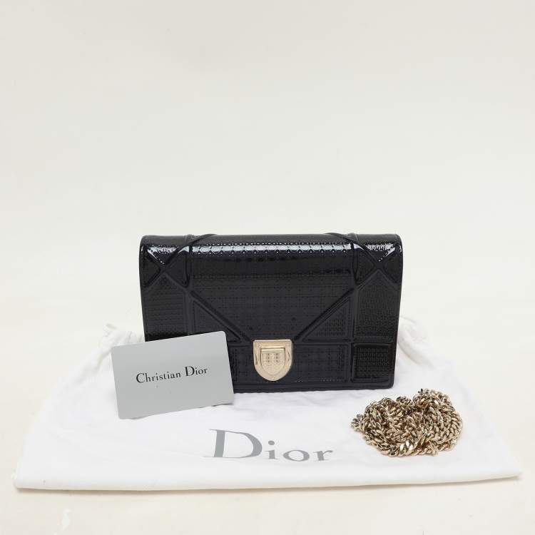 Pre Owned Dior Blue Leather Diorama Wallet on Chain