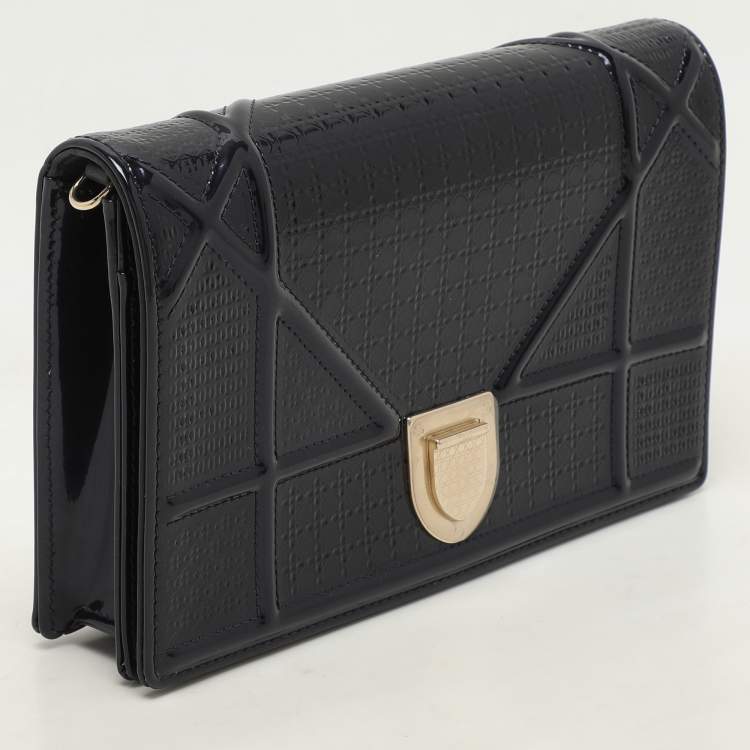 Pre Owned Dior Blue Leather Diorama Wallet on Chain