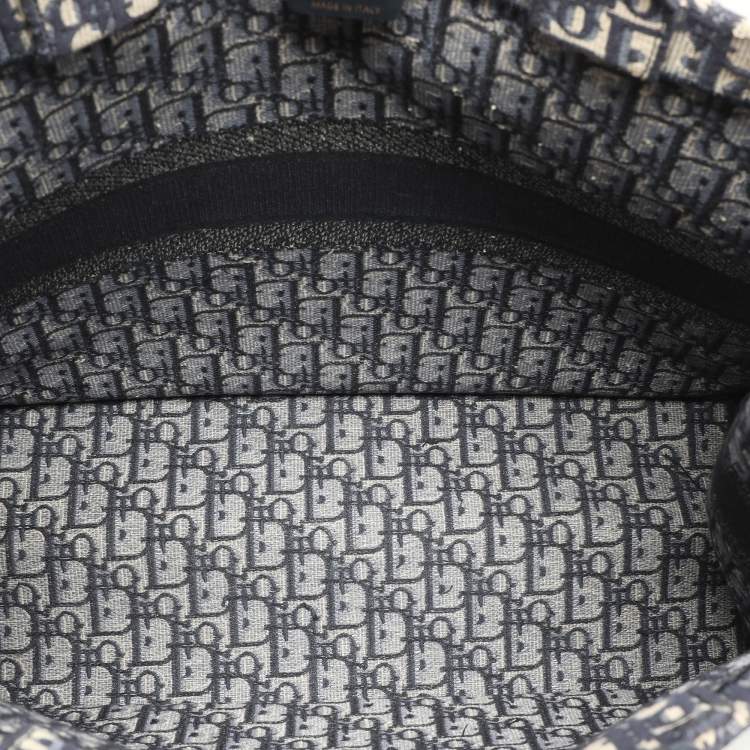Pre Owned Dior Navy Blue Oblique Embroidered Canvas Large Book Tote