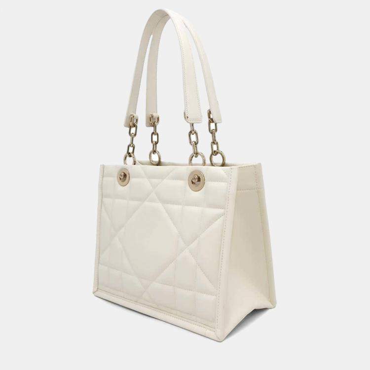 Pre Owned Dior Ivory Leather Archicannage Essential Tote Bag