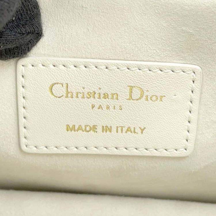 Pre Owned Dior Ivory Leather Archicannage Essential Tote Bag