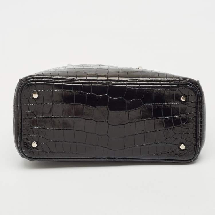 Pre Owned Dior Black Crocodile Mini Diorissimo Tote