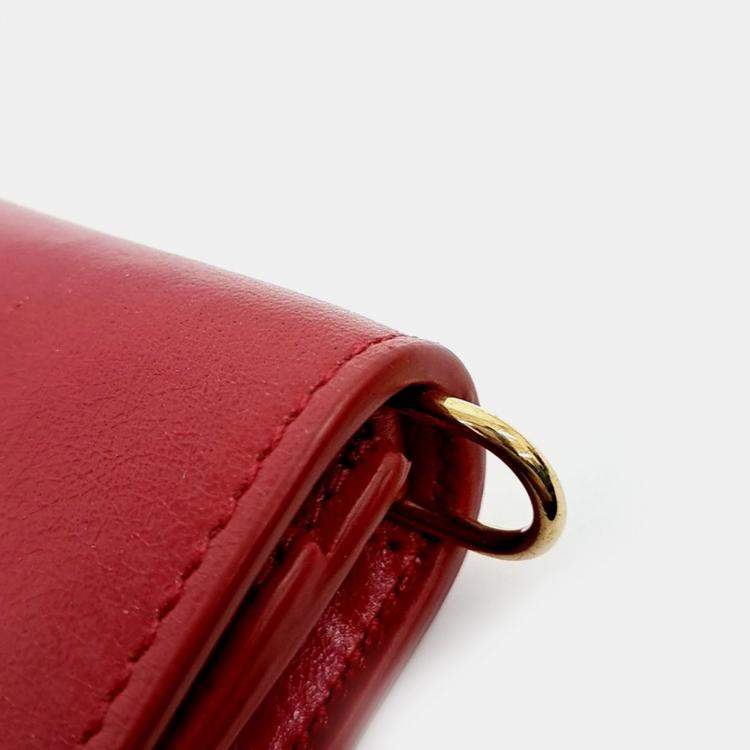 Pre Owned Dior Red Leather 30 Montaine Chain Clutch and Crossbody bag