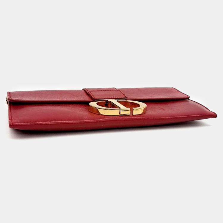 Pre Owned Dior Red Leather 30 Montaine Chain Clutch and Crossbody bag