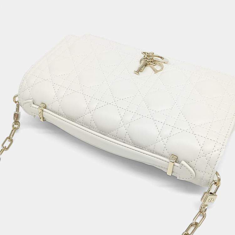 Pre Owned Dior White Leather Miss Dior Top Handle Clutch and Crossbody Bag