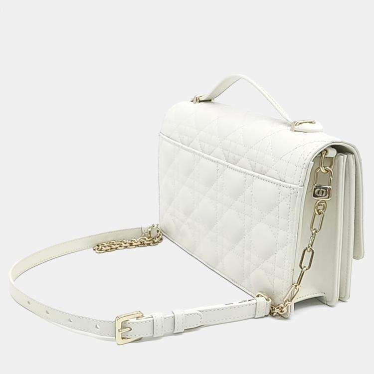 Pre Owned Dior White Leather Miss Dior Top Handle Clutch and Crossbody Bag