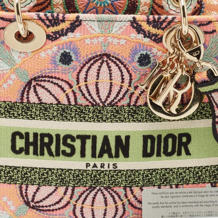 Pre Owned Dior Multicolor Embroidered Canvas Medium Lady D-Lite Tote