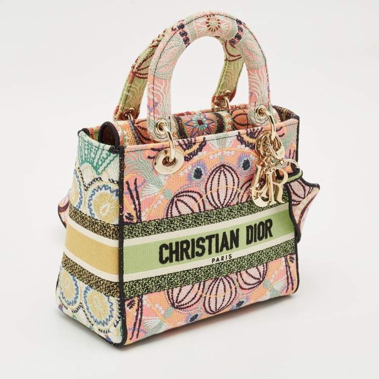Pre Owned Dior Multicolor Embroidered Canvas Medium Lady D-Lite Tote
