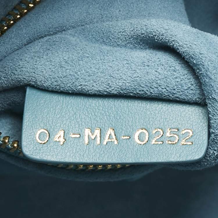 Pre Owned Dior Blue/White Fabric Mini Crystal Studded Lady Dior Tote