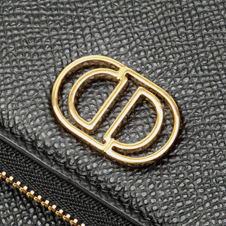 Pre Owned Dior Black Grained Calfskin Caro Double Pouch