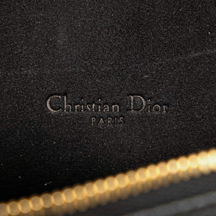 Pre Owned Dior Black Grained Calfskin Caro Double Pouch