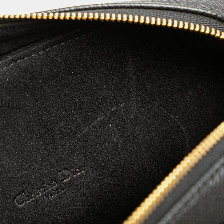 Pre Owned Dior Black Grained Calfskin Caro Double Pouch