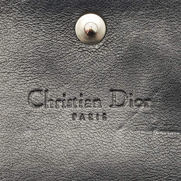 Pre Owned Dior Black Cannage Patent Leather Lady Dior Wallet On Chain