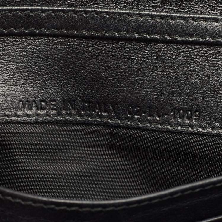 Pre Owned Dior Black Cannage Patent Leather Lady Dior Wallet On Chain