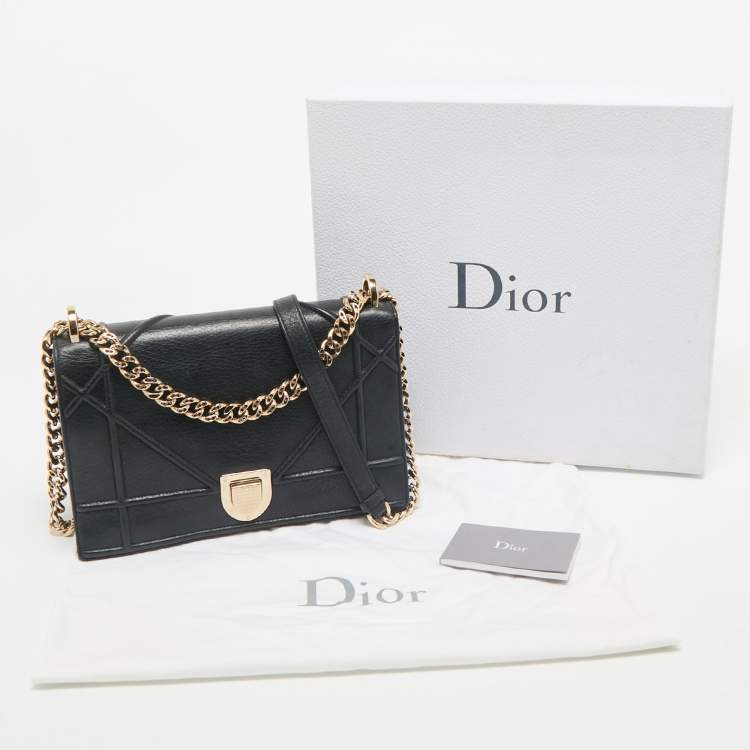 Pre Owned Dior Black Leather Medium Diorama Flap Bag