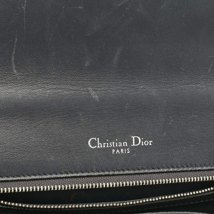 Pre Owned Dior Silver Microcannage Patent Leather Medium Diorama Shoulder Bag