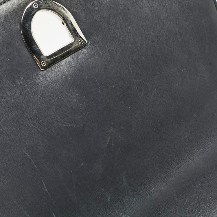 Pre Owned Dior Silver Microcannage Patent Leather Medium Diorama Shoulder Bag
