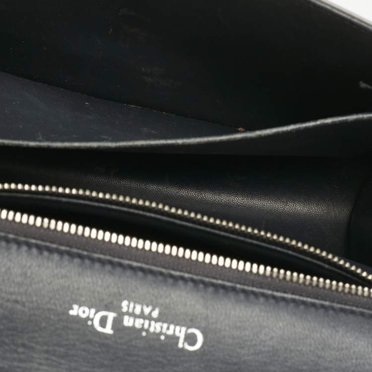 Pre Owned Dior Silver Microcannage Patent Leather Medium Diorama Shoulder Bag