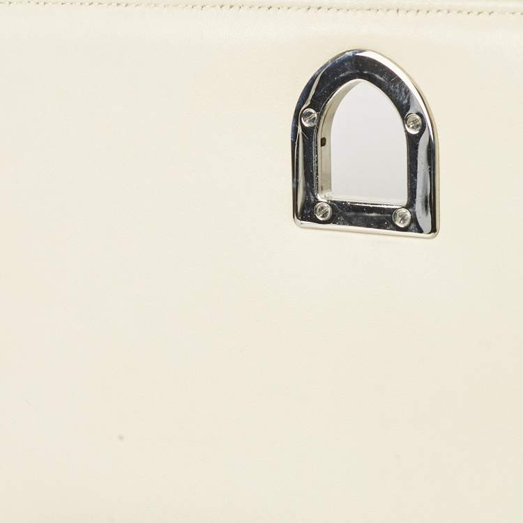 Pre Owned Dior Off White Cannage Stitched Leather Large Diorama Flap Shoulder Bag