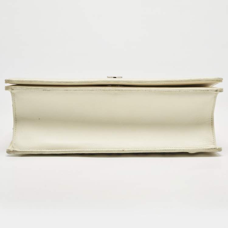 Pre Owned Dior Off White Cannage Stitched Leather Large Diorama Flap Shoulder Bag