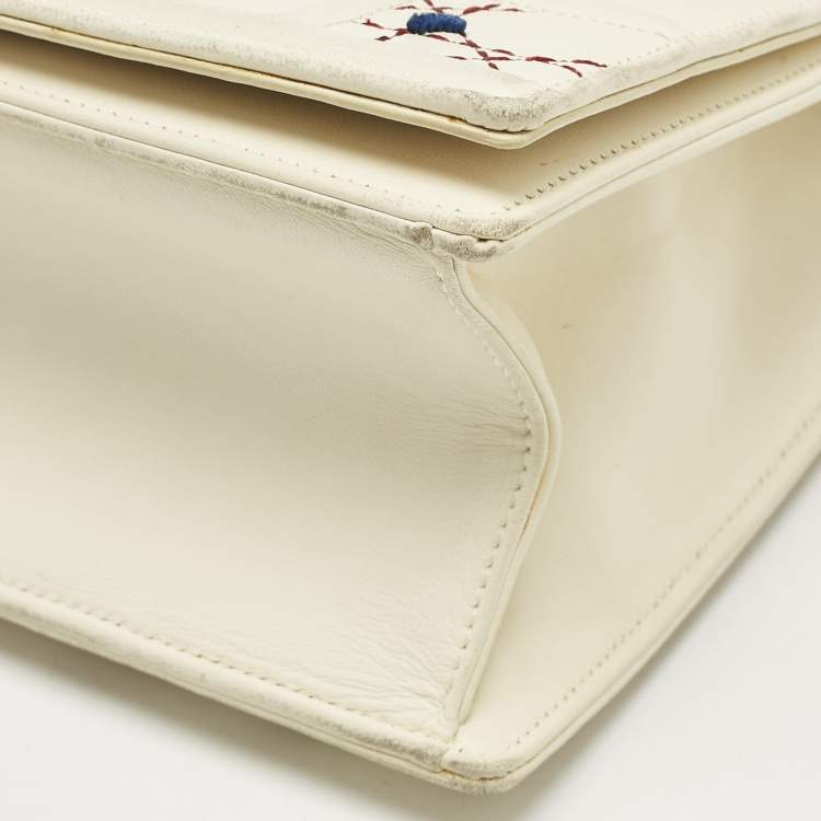 Pre Owned Dior Off White Cannage Stitched Leather Large Diorama Flap Shoulder Bag