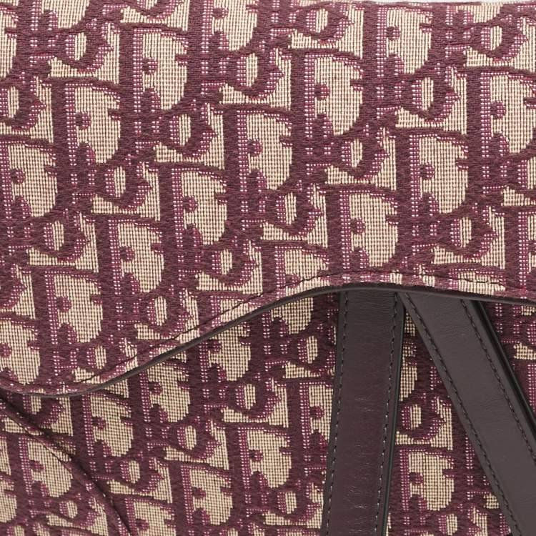 Pre Owned Dior Burgundy Oblique Canvas Saddle Bag