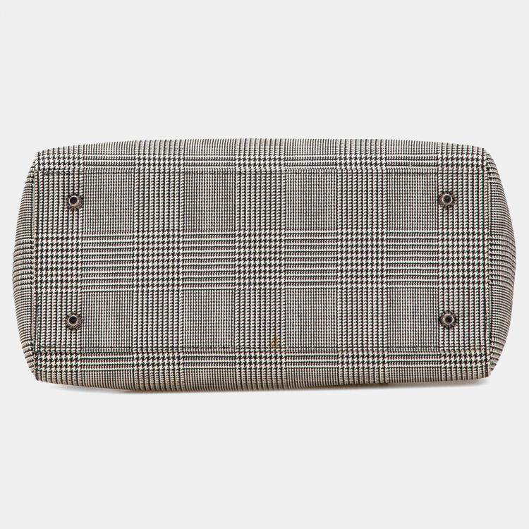 Pre Owned Dior Grey Medium Canvas Houndstooth Lady Dior