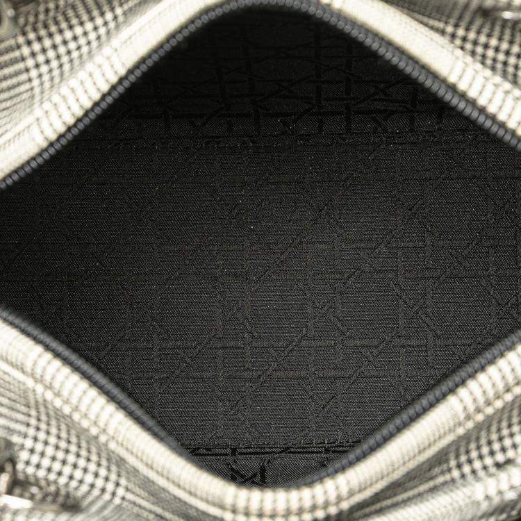 Pre Owned Dior Grey Medium Canvas Houndstooth Lady Dior