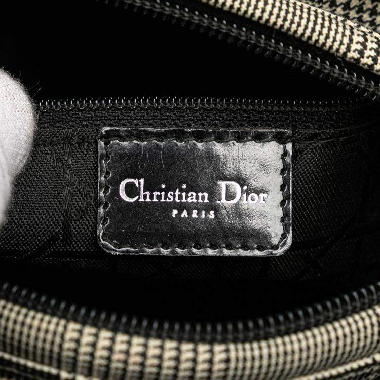 Pre Owned Dior Grey Medium Canvas Houndstooth Lady Dior
