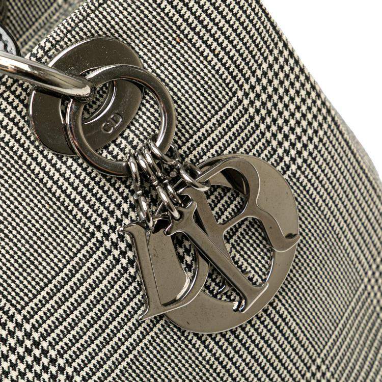 Pre Owned Dior Grey Medium Canvas Houndstooth Lady Dior