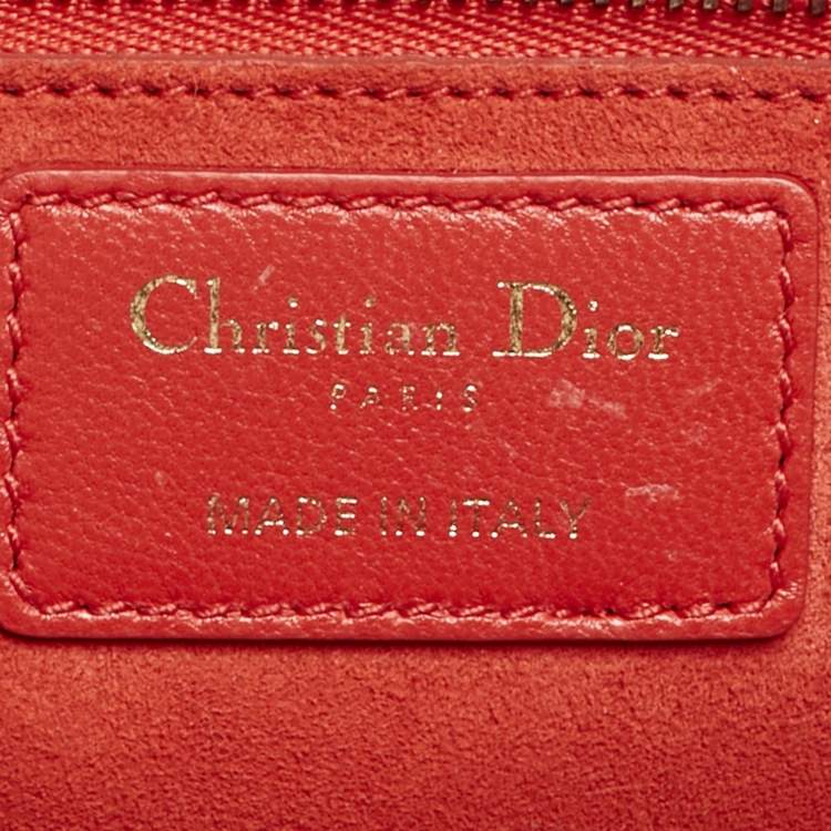 Pre Owned Dior Red Cannage Leather Medium DiorAddict Shoulder Bag