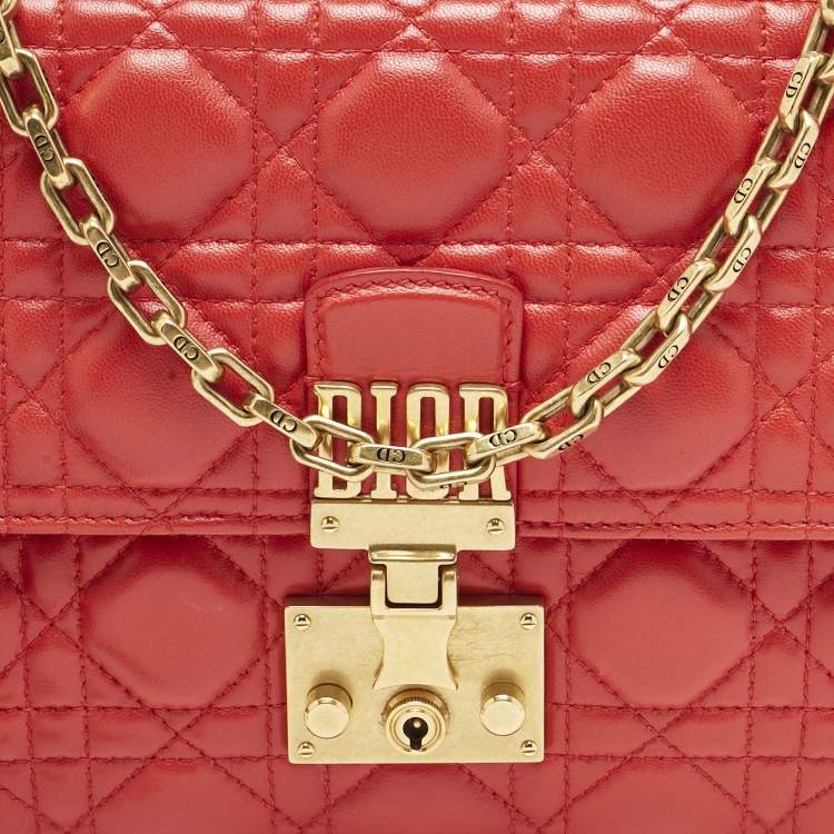 Pre Owned Dior Red Cannage Leather Medium DiorAddict Shoulder Bag