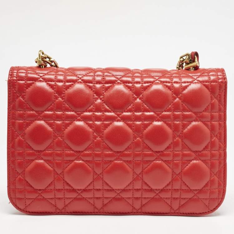 Pre Owned Dior Red Cannage Leather Medium DiorAddict Shoulder Bag