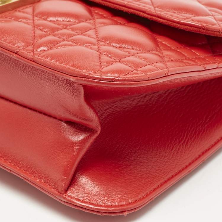Pre Owned Dior Red Cannage Leather Medium DiorAddict Shoulder Bag
