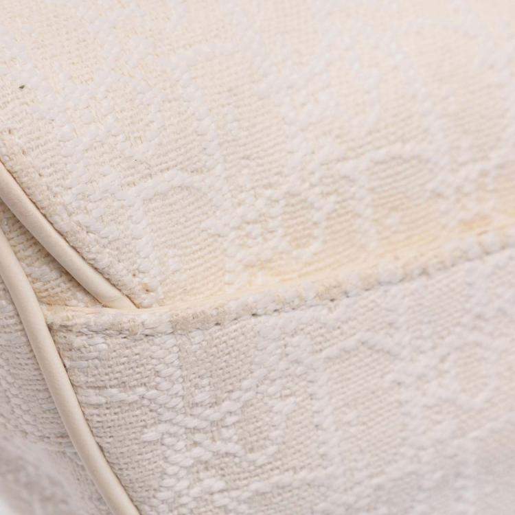 Pre Owned Dior White Mini Oblique Canvas Saddle Bag