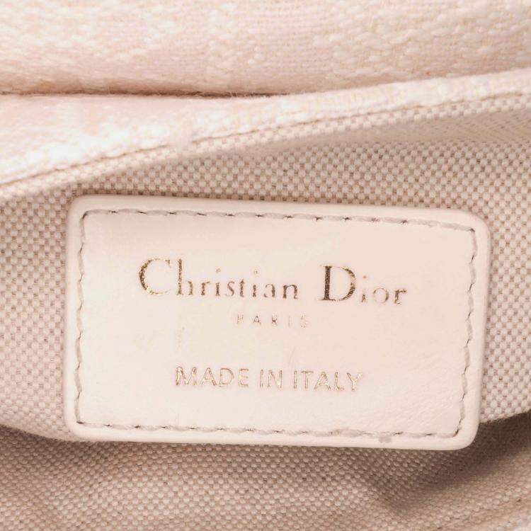 Pre Owned Dior White Mini Oblique Canvas Saddle Bag