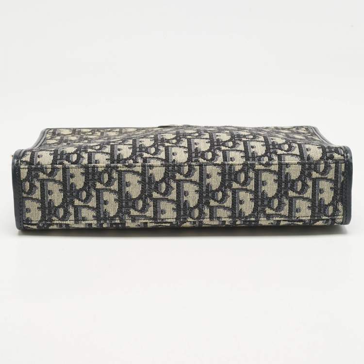 Pre Owned Dior Navy Blue Oblique Jacquard Canvas 30 Montaigne Dea Pouch