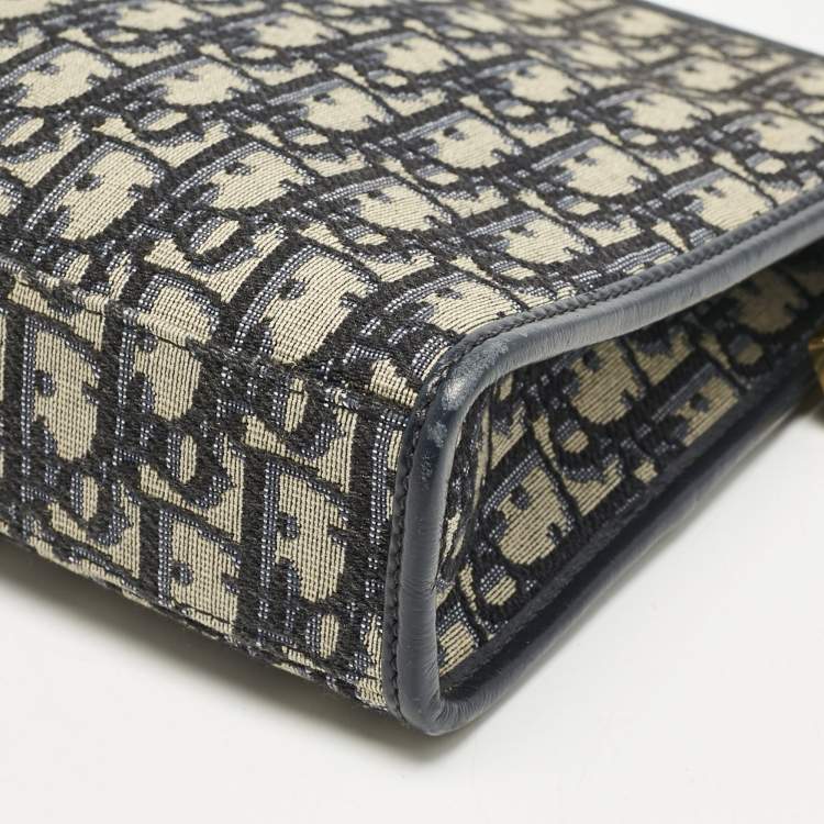 Pre Owned Dior Navy Blue Oblique Jacquard Canvas 30 Montaigne Dea Pouch