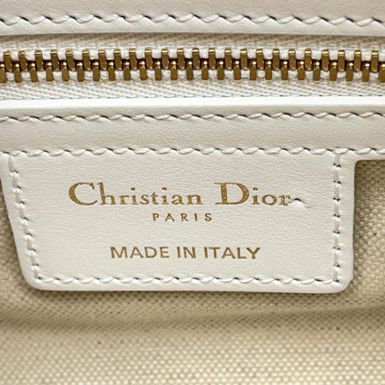 Pre Owned Dior White/Navy Leather Rubber Small Vibe Bowling Bag 