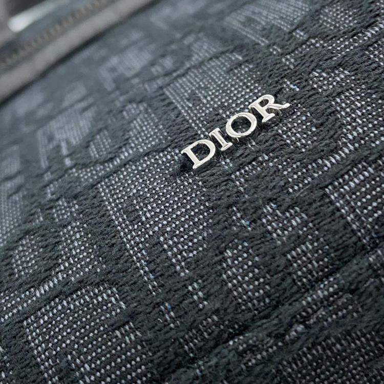 Pre Owned Dior Black Jacquard Calf Leather Mini Safari North South Tote Bag 
