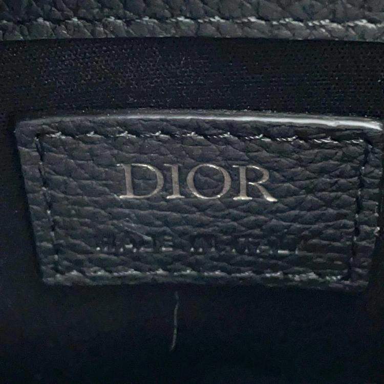 Pre Owned Dior Black Jacquard Calf Leather Mini Safari North South Tote Bag 