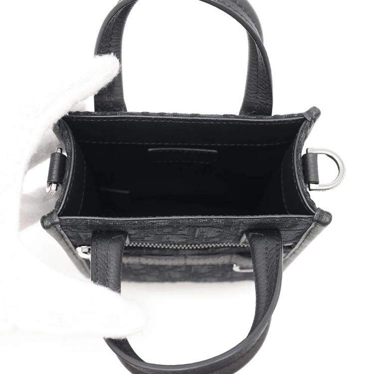 Pre Owned Dior Black Jacquard Calf Leather Mini Safari North South Tote Bag 