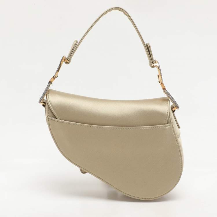 Pre Owned Dior Olive Satin Mini Saddle Bag