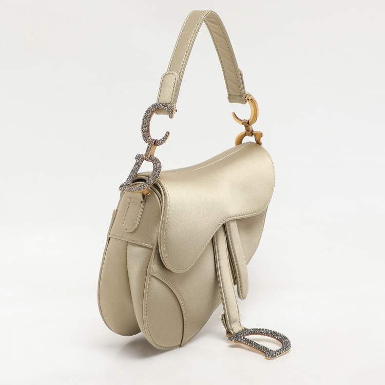 Pre Owned Dior Olive Satin Mini Saddle Bag