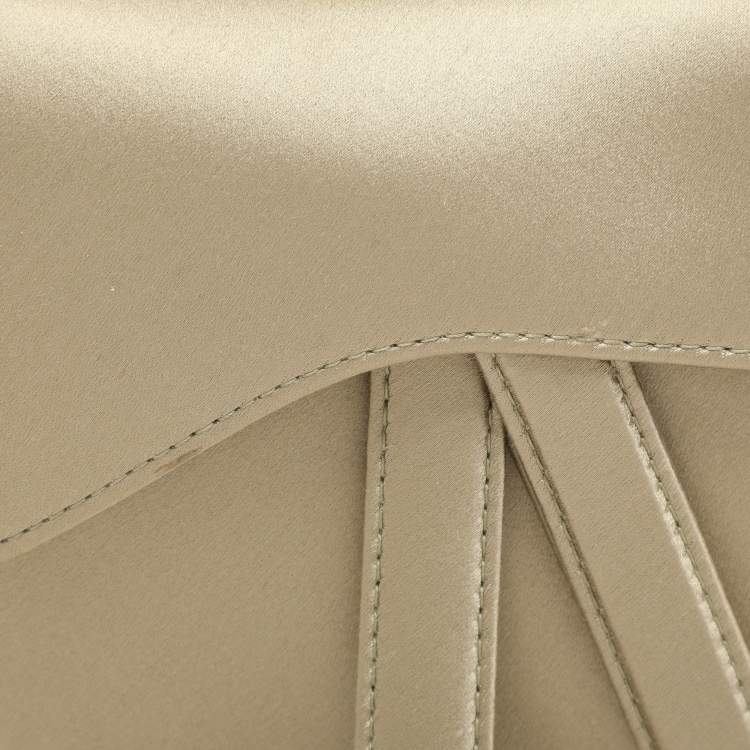 Pre Owned Dior Olive Satin Mini Saddle Bag