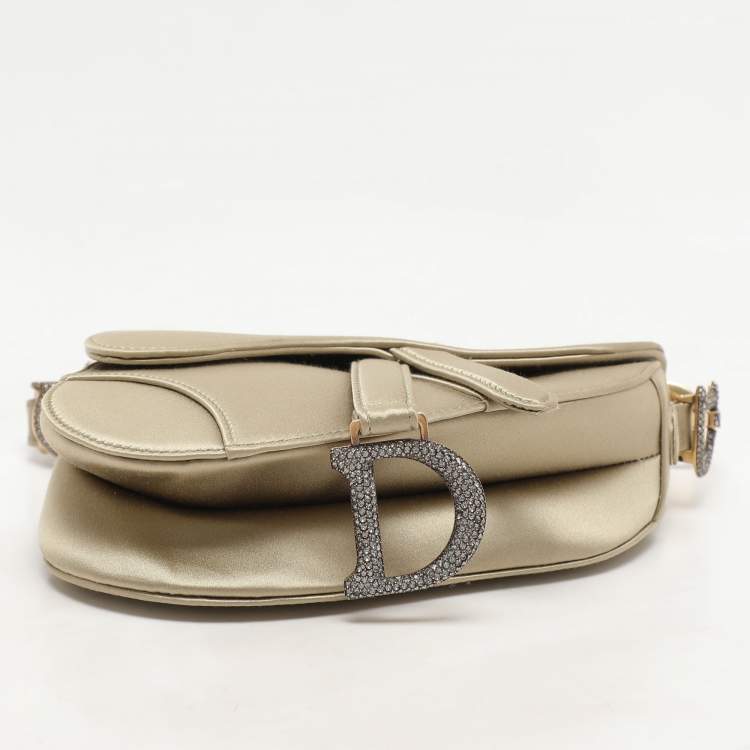 Pre Owned Dior Olive Satin Mini Saddle Bag