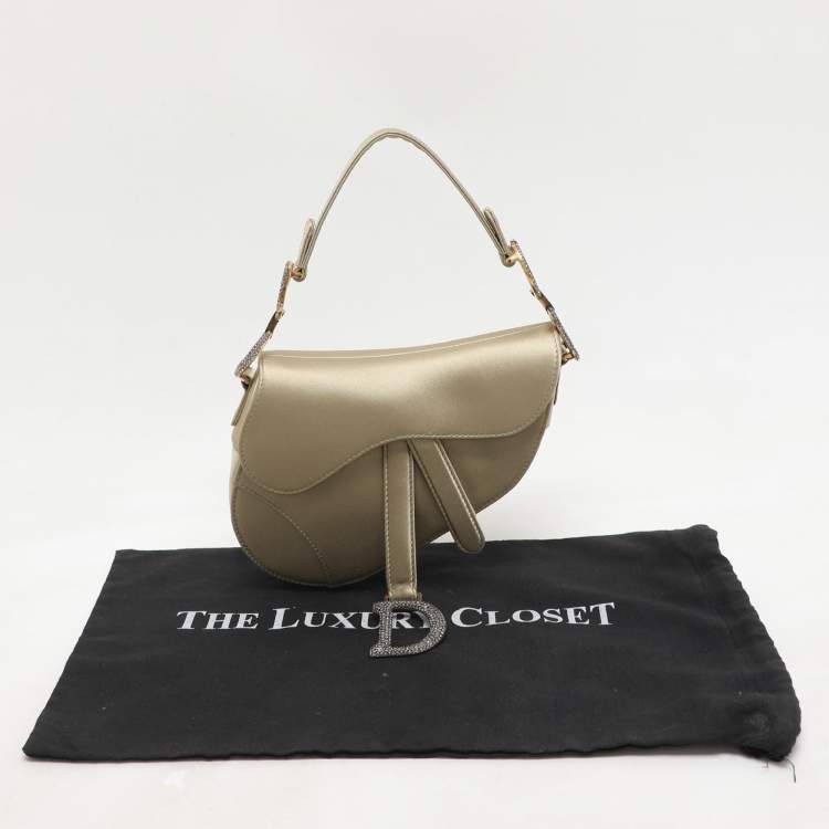 Pre Owned Dior Olive Satin Mini Saddle Bag