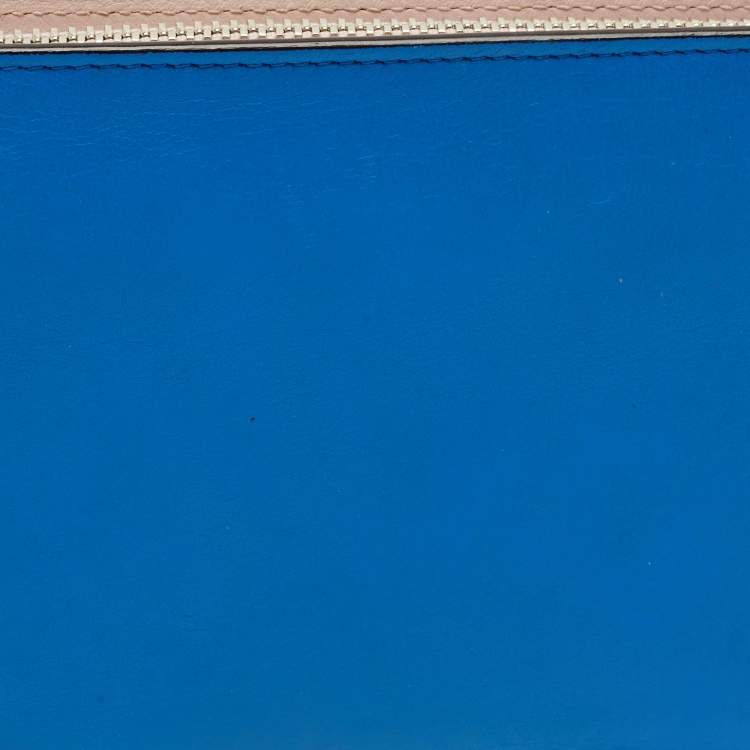 Pre Owned Dior Blue Leather Diorissimo Voyageur Zip Wallet